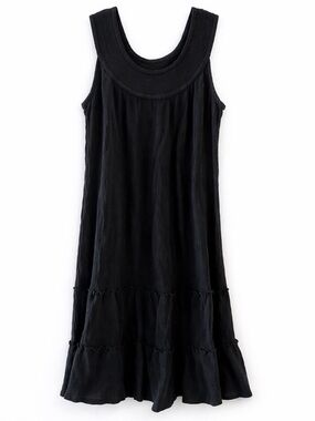 Anthony Richards Black Sleeveless Dress M Flowy Tiered Casual Cotton Swing